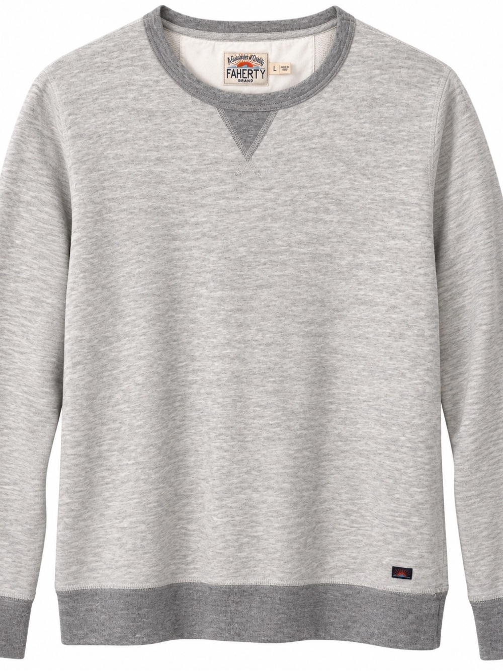 Faherty Men’s Heather Gray Crewneck Sweatshirt Size L - Picture 2 of 8